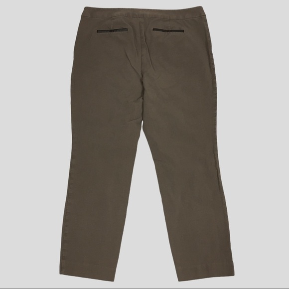 Alfani Pants Womens 12 Short Brown with Faux Leather Pockets Stretchy - Picture 2 of 10